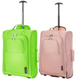 5 Cities (55x35x20cm) Lightweight Cabin Hand Luggage Set (Green + Rose Gold)