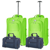 5 Cities (55x35x20cm) Lightweight Cabin Hand Luggage and (35x20x20cm) Holdall Flight Bag (x4 Set) - Navy