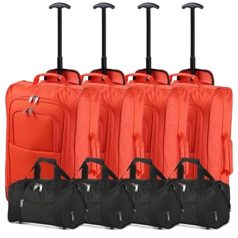 5 Cities (55x35x20cm) Lightweight Cabin Hand Luggage and (35x20x20cm) Holdall Flight Bag (x8 Set)