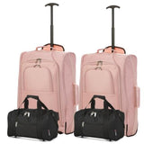 5 Cities (55x35x20cm) Lightweight Cabin Hand Luggage and (35x20x20cm) Holdall Flight Bag (x4 Set)