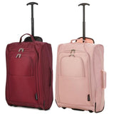 5 Cities (55x35x20cm) Lightweight Cabin Hand Luggage Set (Wine + Rose Gold)