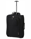 5 Cities (55x35x20cm) Lightweight Cabin Hand Luggage and (35x20x20cm) Holdall Flight Bag (Black + Navy)