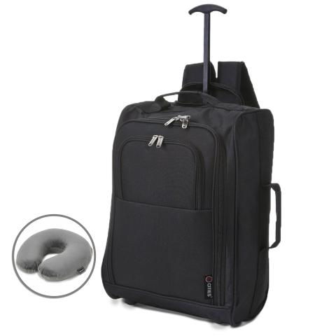 5 Cities (55x35x20cm) Lightweight Cabin Hand Luggage and Grey Neck Pillow
