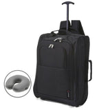 5 Cities (55x35x20cm) Lightweight Cabin Hand Luggage and Grey Neck Pillow