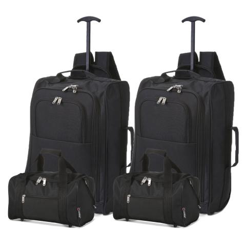 5 Cities (55x35x20cm) Lightweight Cabin Hand Luggage and (35x20x20cm) Holdall Flight Bag (x4 Set)