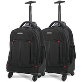 Aerolite (55x35x23cm) Executive 4 Wheel Mobile Trolley Backpack Business Hand Cabin Luggage (x2 Set)