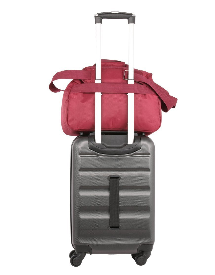Aerolite (35x20x20cm) Hand Luggage Holdall Bag - Rose Gold + Wine
