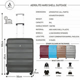 Aerolite Lightweight Hard Shell Suitcase Luggage Set (Cabin + Medium, Charcoal)