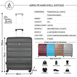 Aerolite Lightweight Hard Shell Suitcase Luggage Set (Cabin + Large, Charcoal)