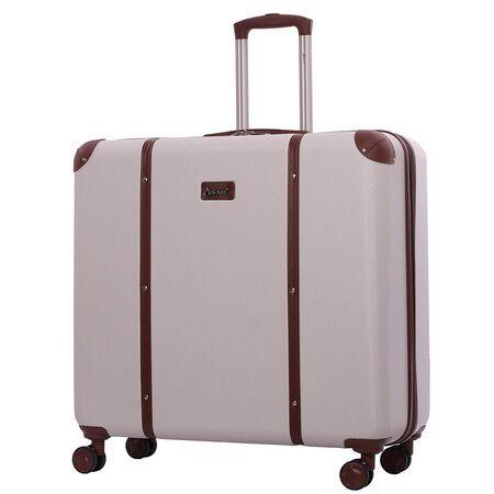 Aerolite (48x57x26cm) Vintage Trunk Style Hard Shell Suitcase - Cream