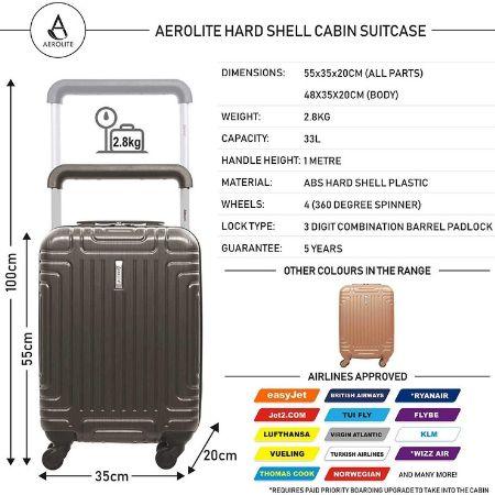 Aerolite Hard Shell Suitcase Luggage Set (Cabin x2 + Large)