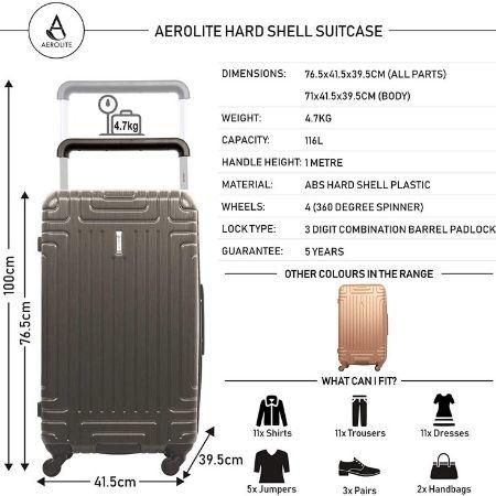 Aerolite Hard Shell Suitcase Luggage Set (Cabin x2 + Large)