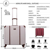 Aerolite (65.5x64x31cm) Vintage Trunk Style Hard Shell Suitcase - Cream